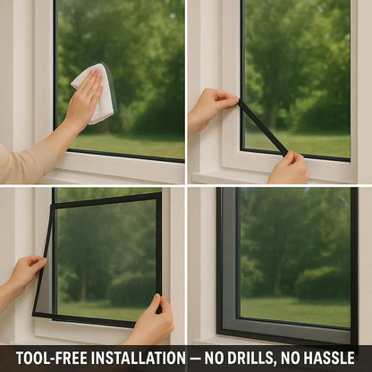 Magnetic Window Mosquito Screen with Fine Mesh Netting
