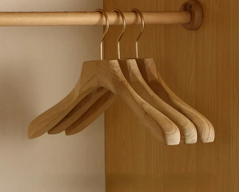 Aurora Wide Shoulder Wooden Hangers – Premium Camphor Wood Suit & Coat Organizer (Set of 2)