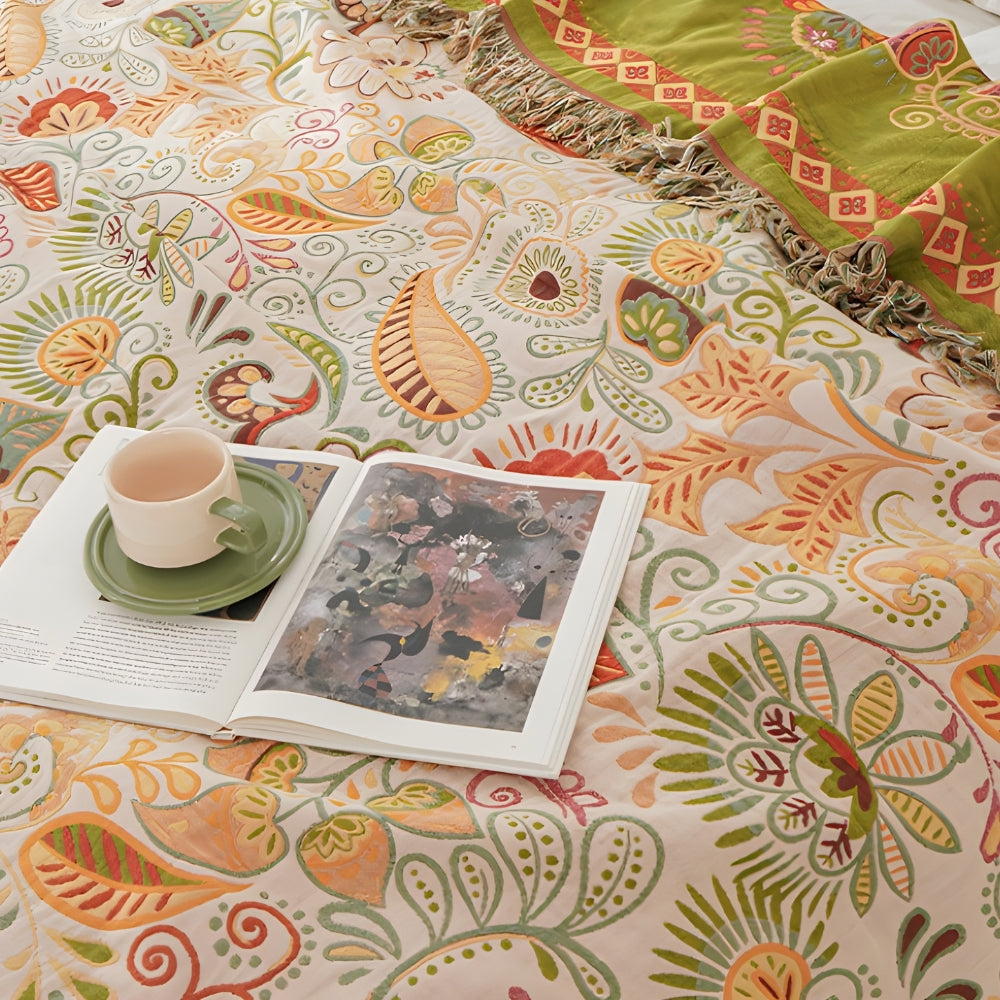 Autumn Leaf Boho Reversible Blanket