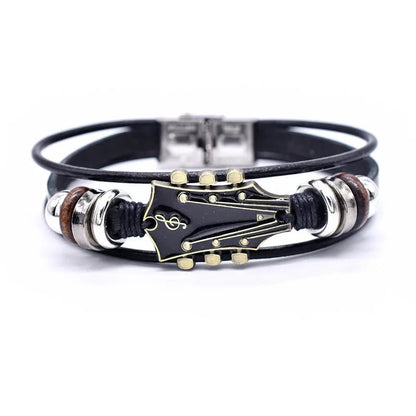 Classic Guitar Leather Wristband with Retro Style