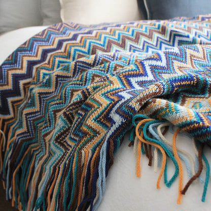 Vibrant Striped Fringe Throw Blanket