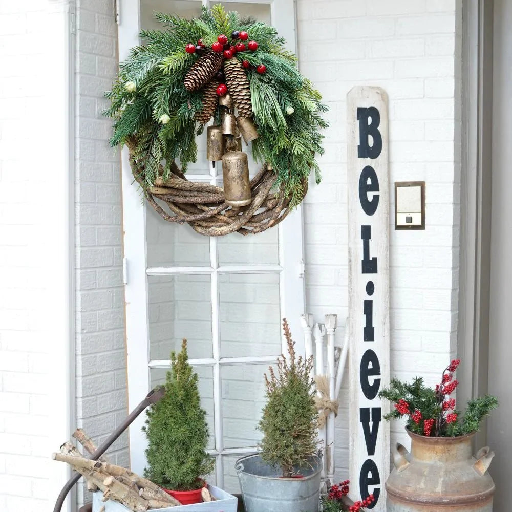 Country Chic Holiday Wreath with Pine Cones