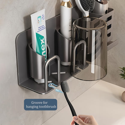 Sleek Wall Mounted Toothbrush Holder with Drainage