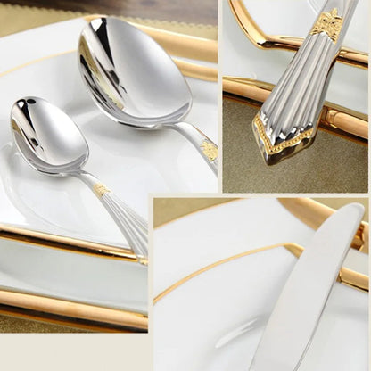 Premium 4pc Gold Plated Stainless Steel Cutlery Set