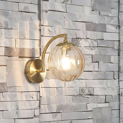 Contemporary LED Wall Light with Curved Arm Glass Shade