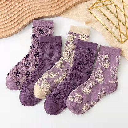 Classic Floral Pattern Ankle Socks 5 Pack