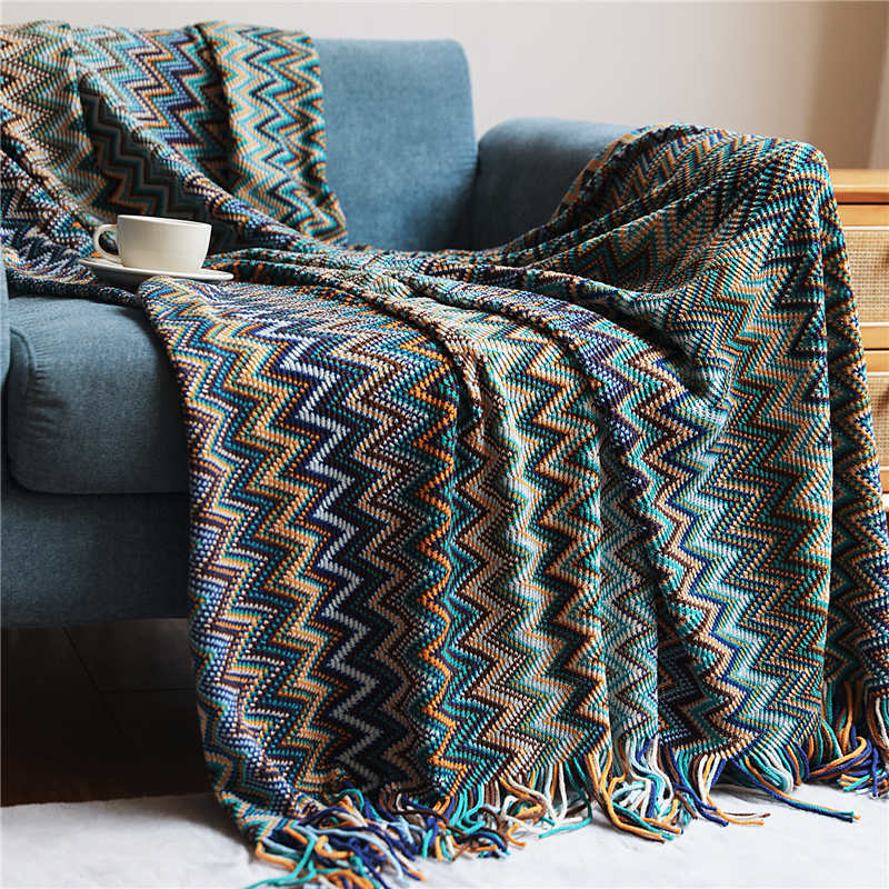 Vibrant Striped Fringe Throw Blanket