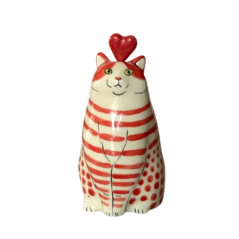 Polka Dot Kitty Ceramic Vase