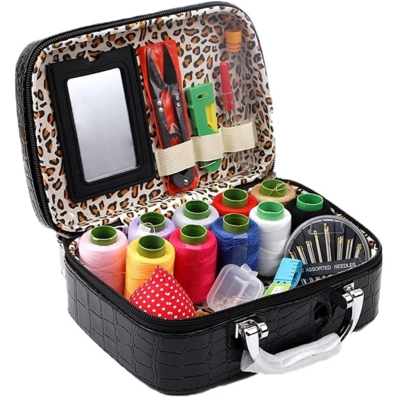 Compact Travel Sewing Kit in Synthetic Leather Box - Cofik