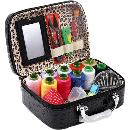 Compact Travel Sewing Kit in Synthetic Leather Box - Cofik