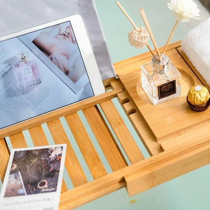 Luxury Bamboo Bathtub Tray with Wine Holder