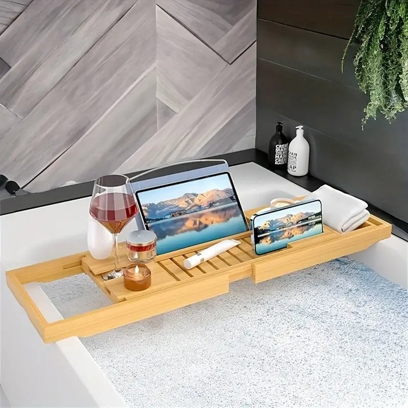 Luxury Bamboo Bathtub Tray with Wine Holder