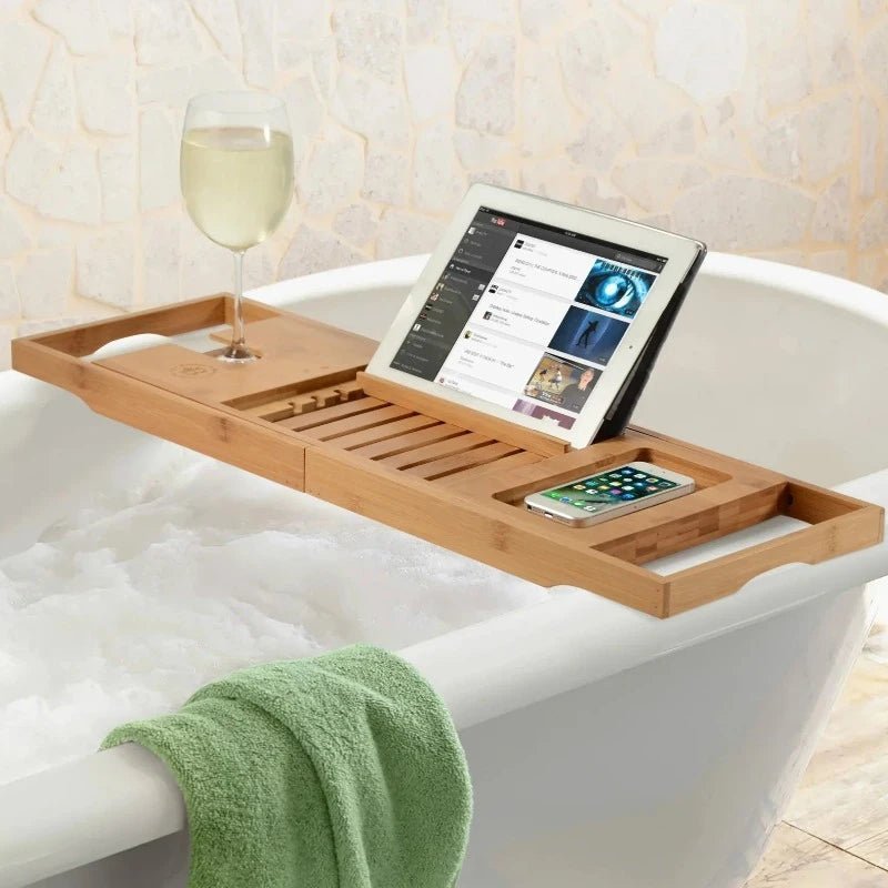 Luxury Bamboo Bathtub Tray with Wine Holder