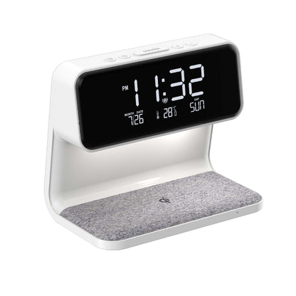 Smart 3-in-1 Bedside Table Lamp with Wireless Charger and Clock