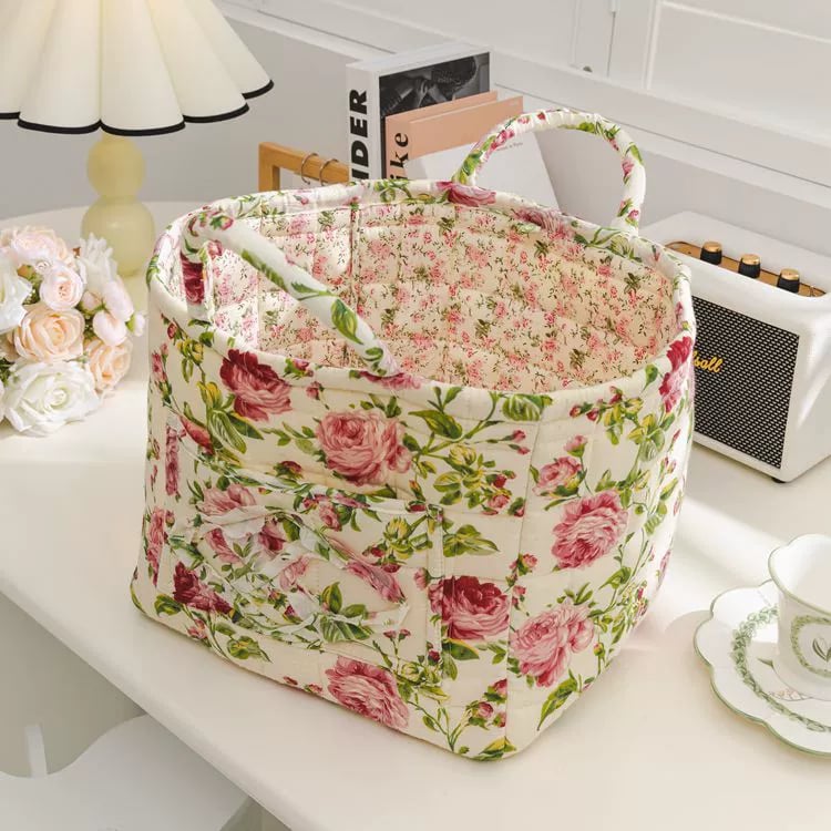 Rustic Woven Fabric Storage Basket