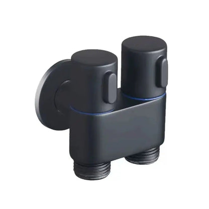Premium Brass Double Valve in Matte Black Finish