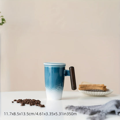 Vintage Tea Infuser Mug with Wooden Grip