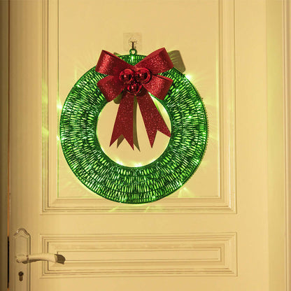Festive LED Christmas Wreath with Large Bow Decor