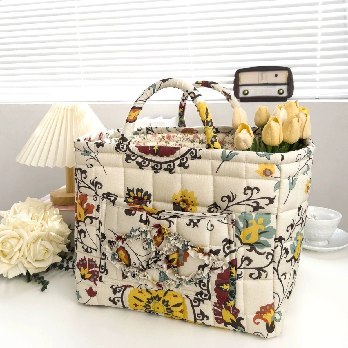Rustic Woven Fabric Storage Basket