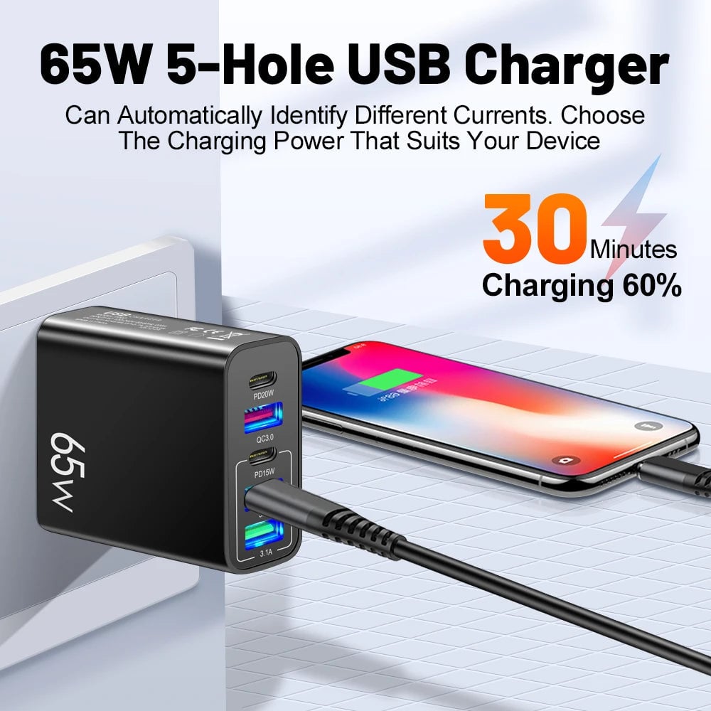 Compact 6 Port Fast USB Charger Adapter