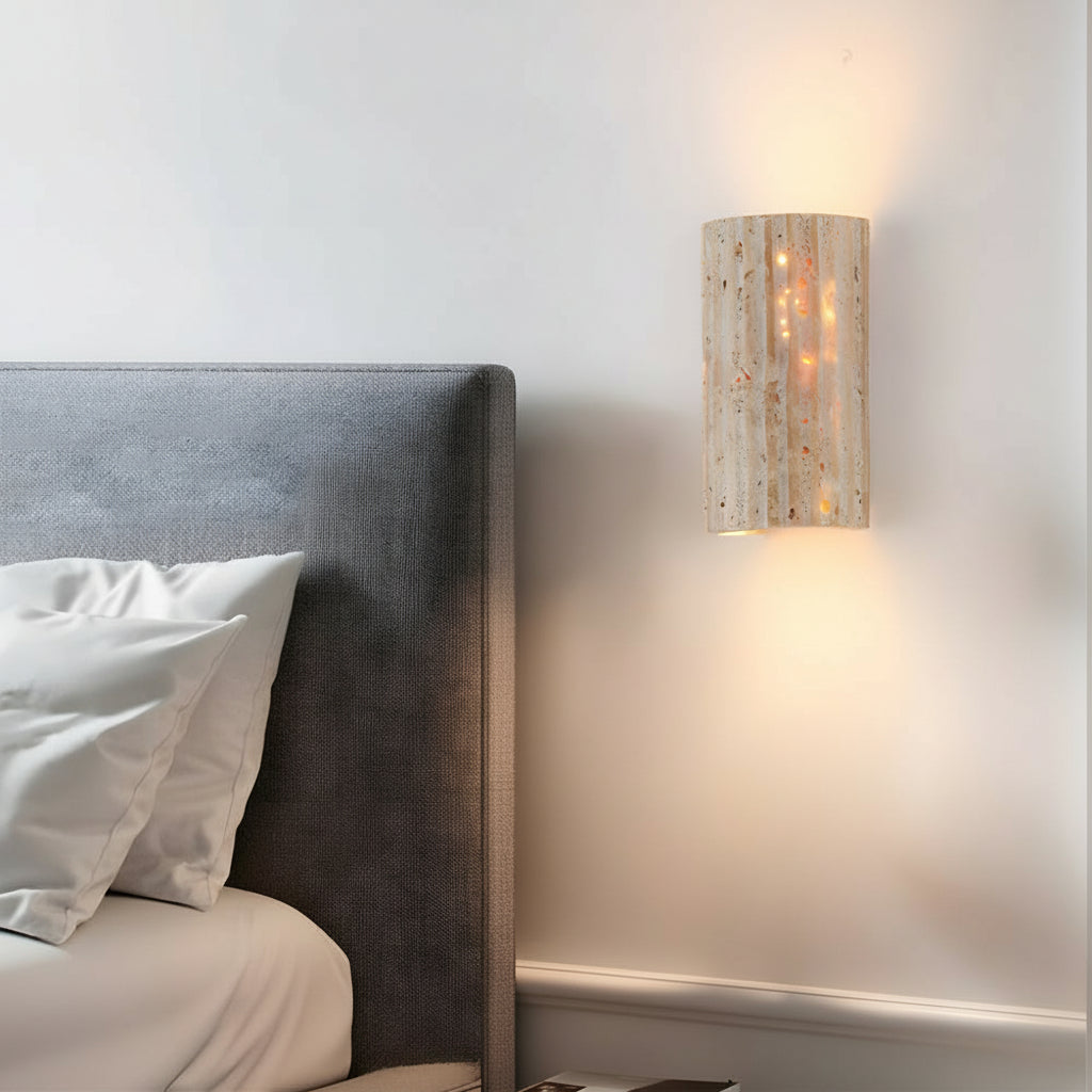 Slim LED Wall Light - Natural Stone Finish