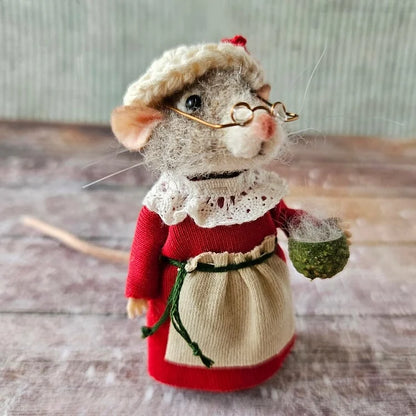 Felt Christmas Mouse Ornament Handmade Wool Decoration