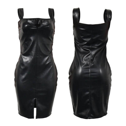 Black Bodycon Leather Dress