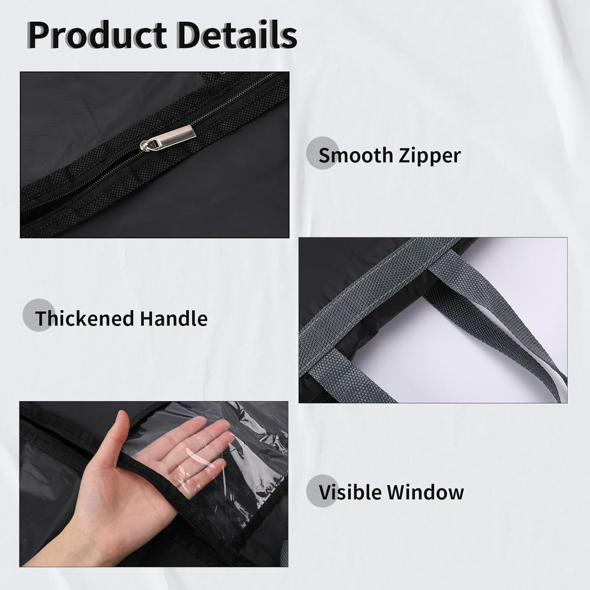 Large Clothing Storage Bag with Zip and Clear Window