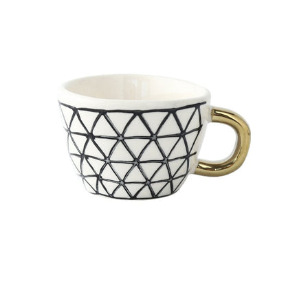 Unique Geometric Mug with Gold Accent Handle