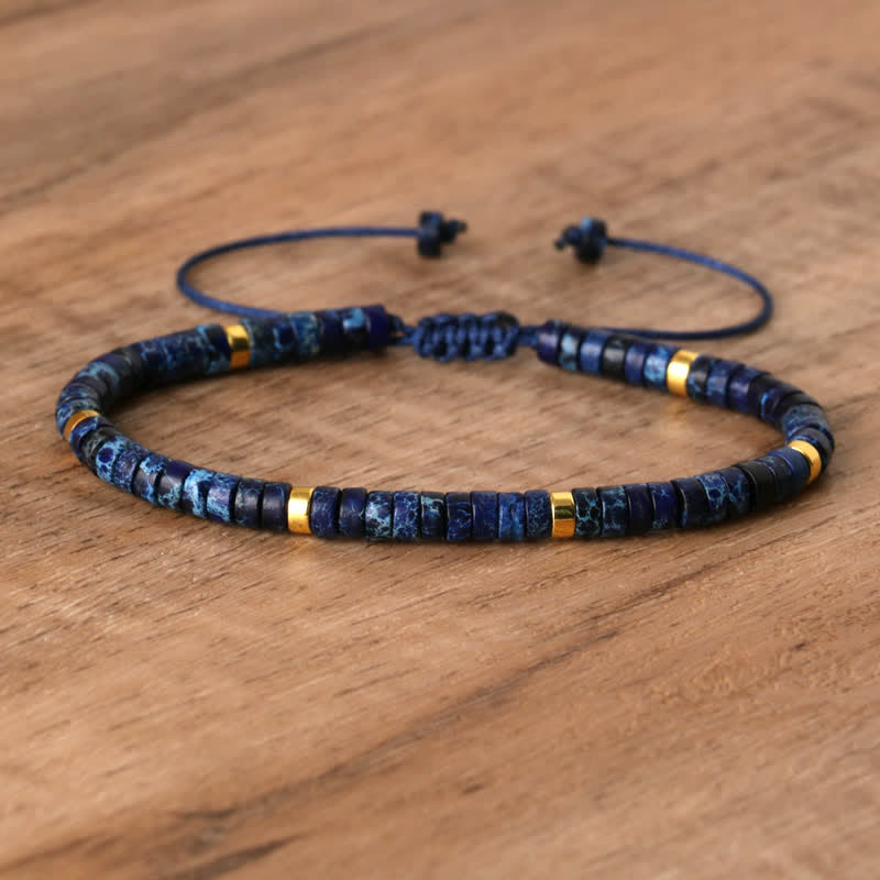 Bohemian Stone Beaded Bracelet with Natural Rollers