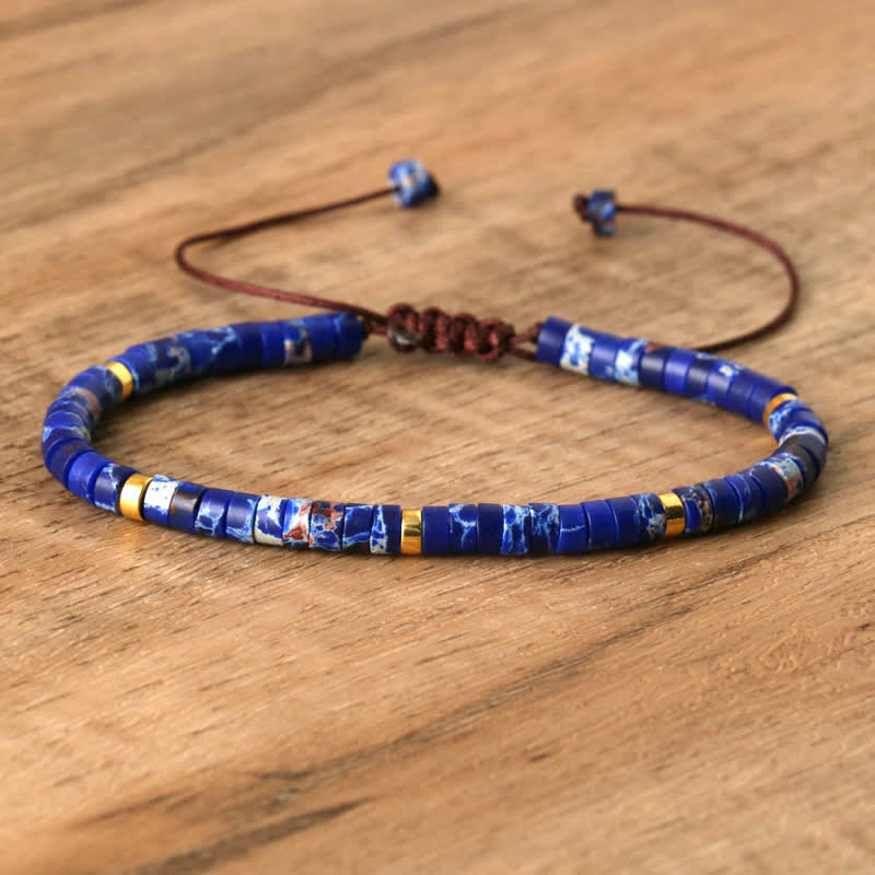 Bohemian Stone Beaded Bracelet with Natural Rollers
