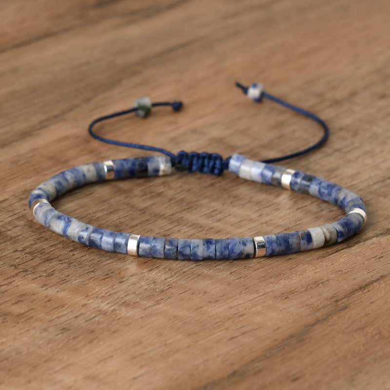 Bohemian Stone Beaded Bracelet with Natural Rollers