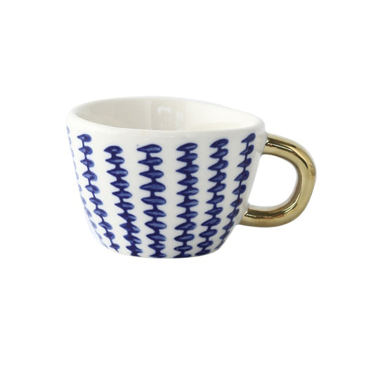 Unique Geometric Mug with Gold Accent Handle