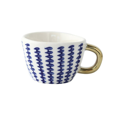 Unique Geometric Mug with Gold Accent Handle
