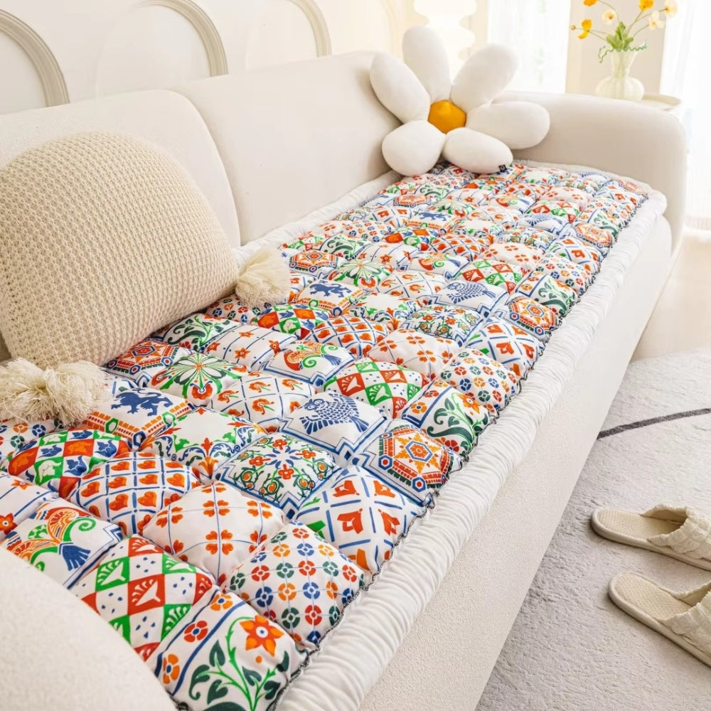 Bohemian Print Quilted Sofa Cover