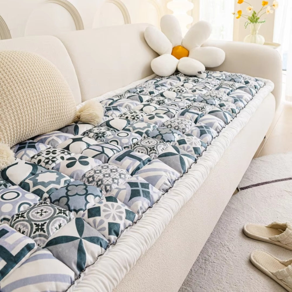 Bohemian Print Quilted Sofa Cover