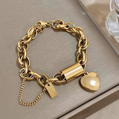 Stylish Thick Link Heart Bracelet - Cofik