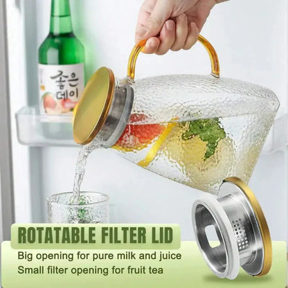 Clear Glass Iced Tea Pitcher With Lid And Handle