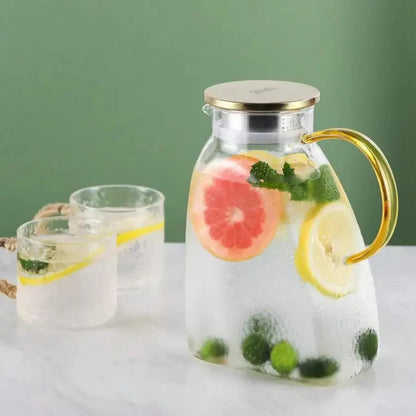 Clear Glass Iced Tea Pitcher With Lid And Handle