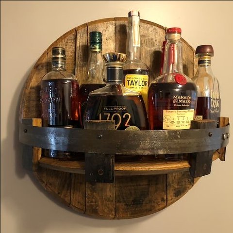 Reclaimed Wood Whiskey Display Shelf