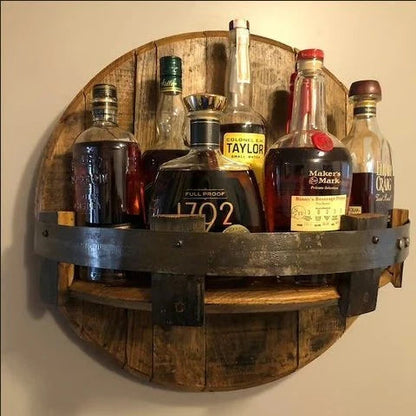 Distressed Whiskey Barrel Bar Shelf - Cofik
