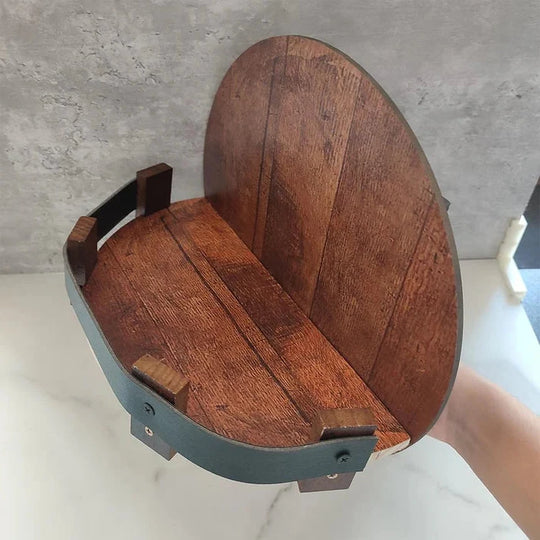Distressed Whiskey Barrel Bar Shelf