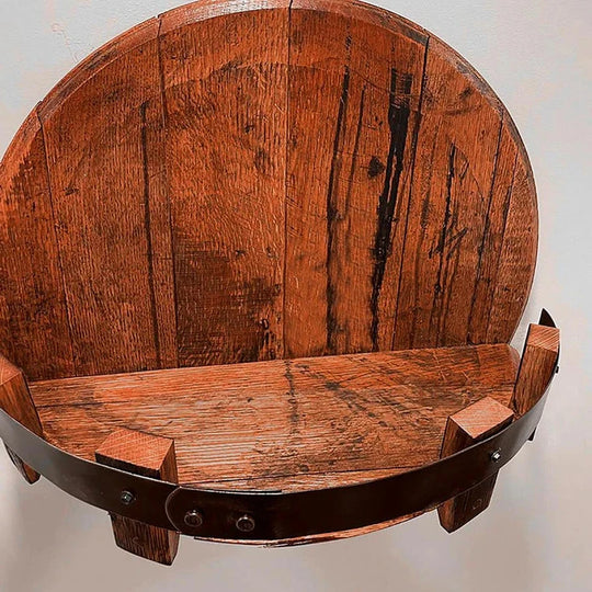 Distressed Whiskey Barrel Bar Shelf