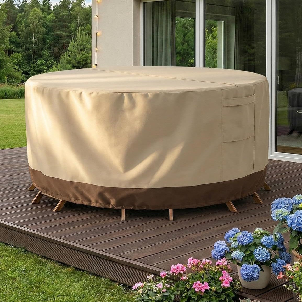 Breathable Protective Cover for Round Garden Tables