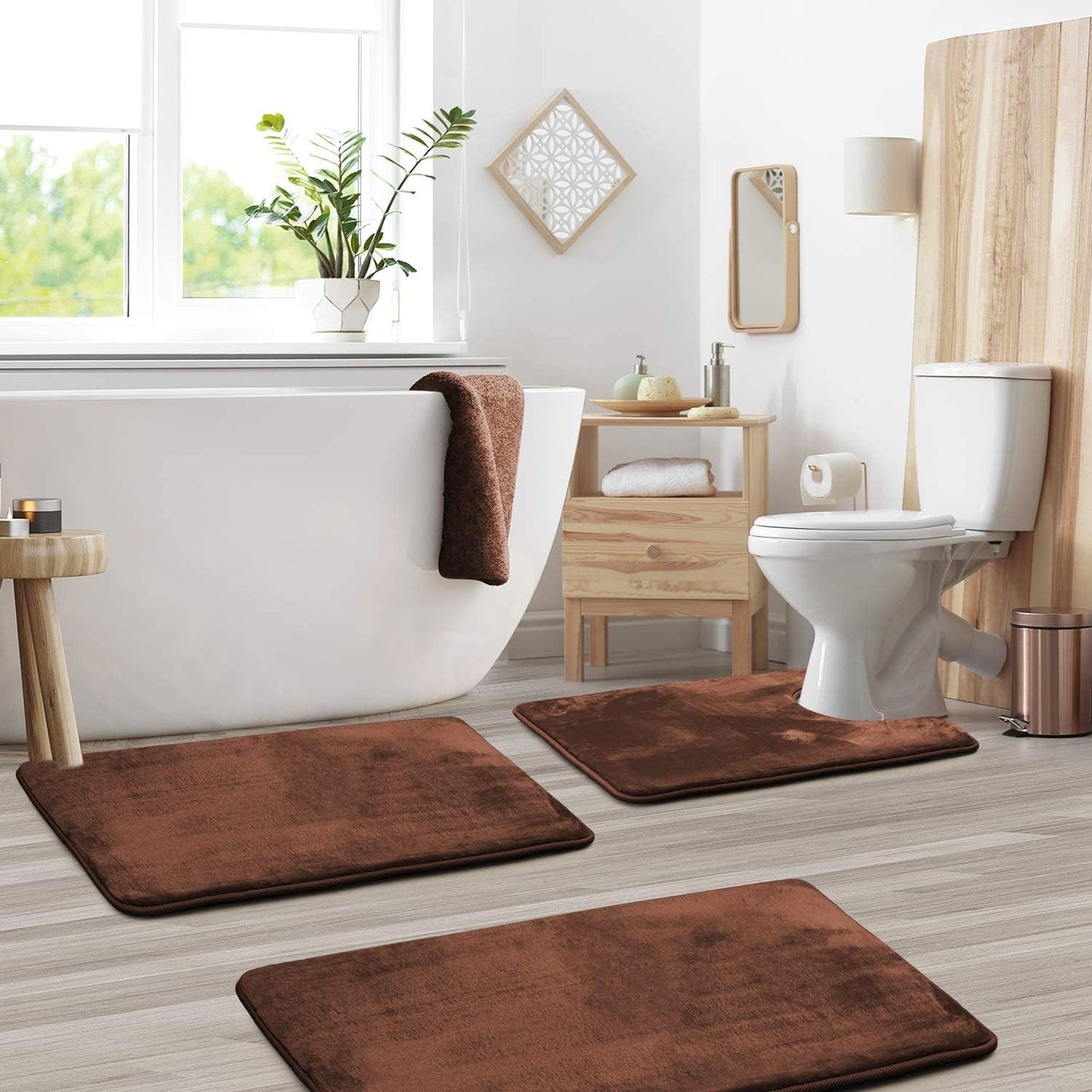 Soft Plush 3-Piece Bathroom Mat Set