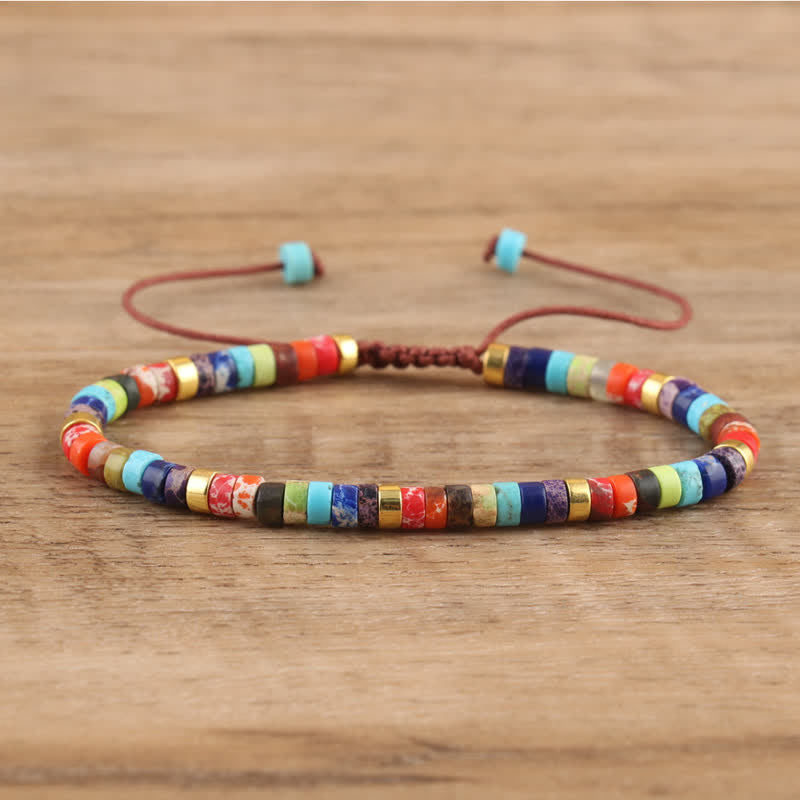 Bohemian Stone Beaded Bracelet with Natural Rollers