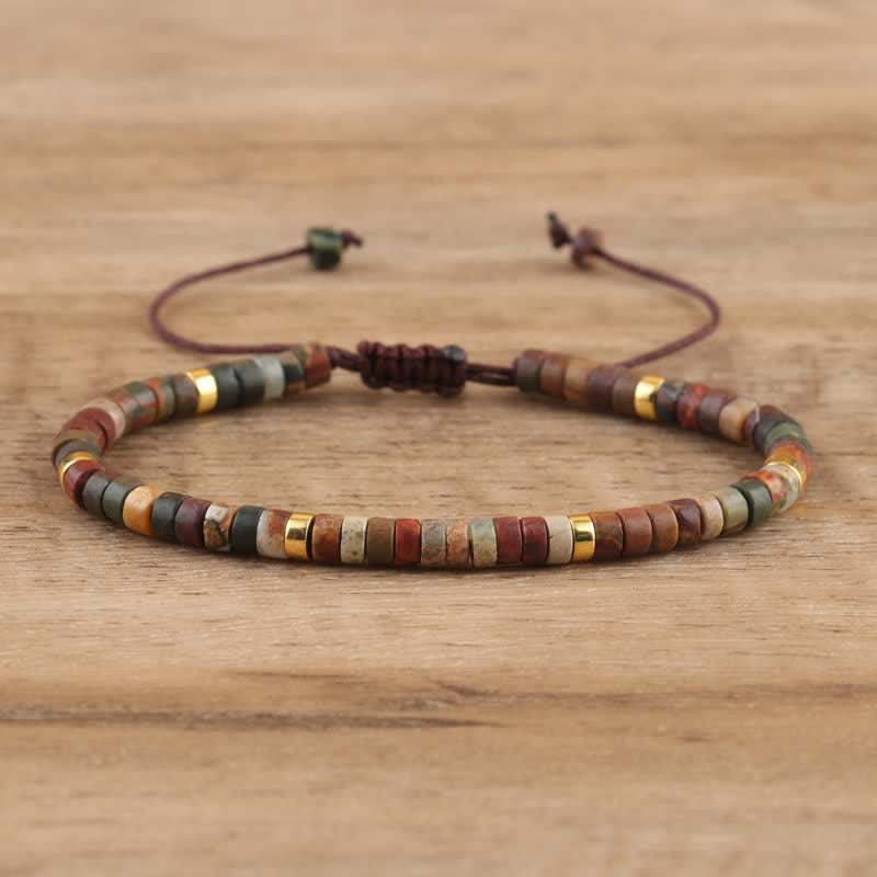 Bohemian Stone Beaded Bracelet with Natural Rollers