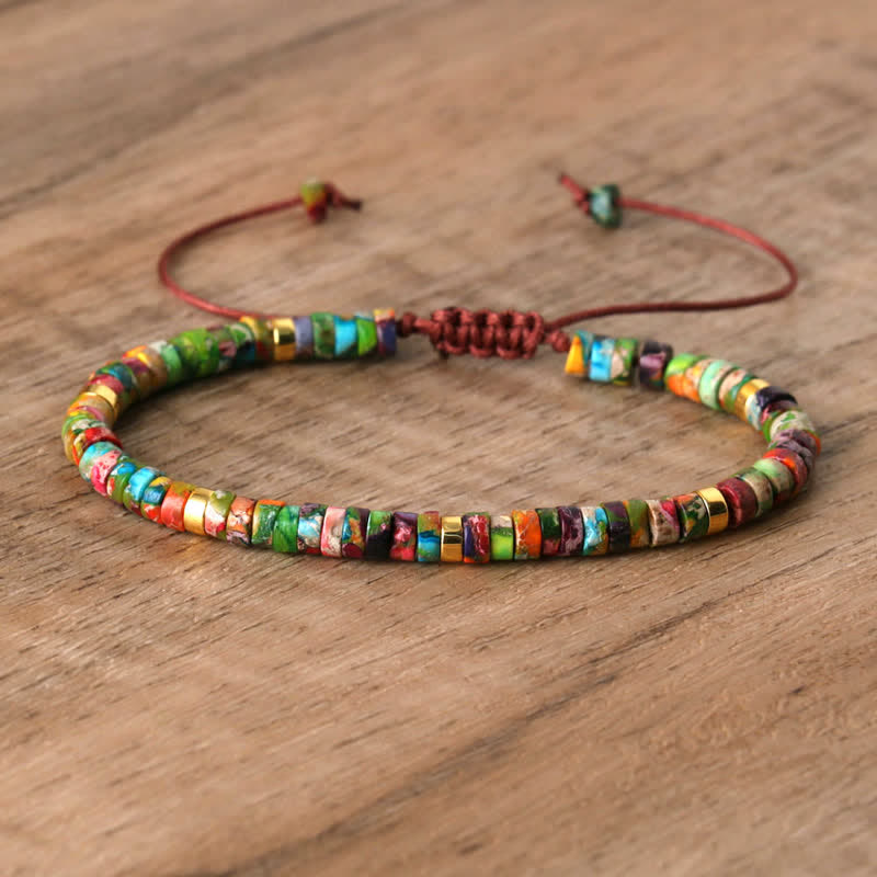 Bohemian Stone Beaded Bracelet with Natural Rollers