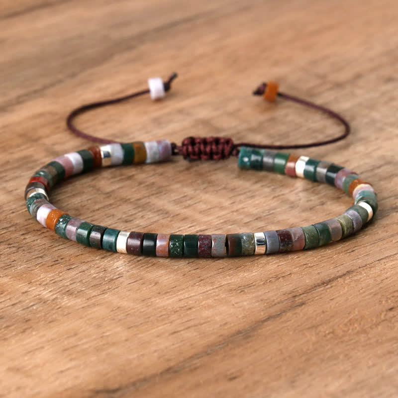 Bohemian Stone Beaded Bracelet with Natural Rollers