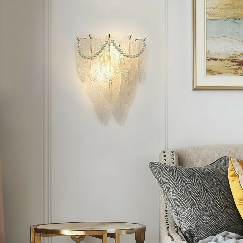 Elegant Glass Wall Light with Gold Accent - Cofik